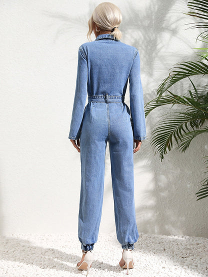 TINATII | Lässiger Utility-Jumpsuit mit Jeansgürtel