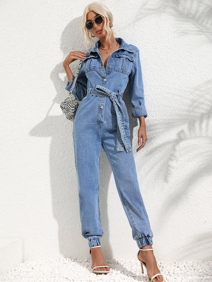 TINATII | Lässiger Utility-Jumpsuit mit Jeansgürtel