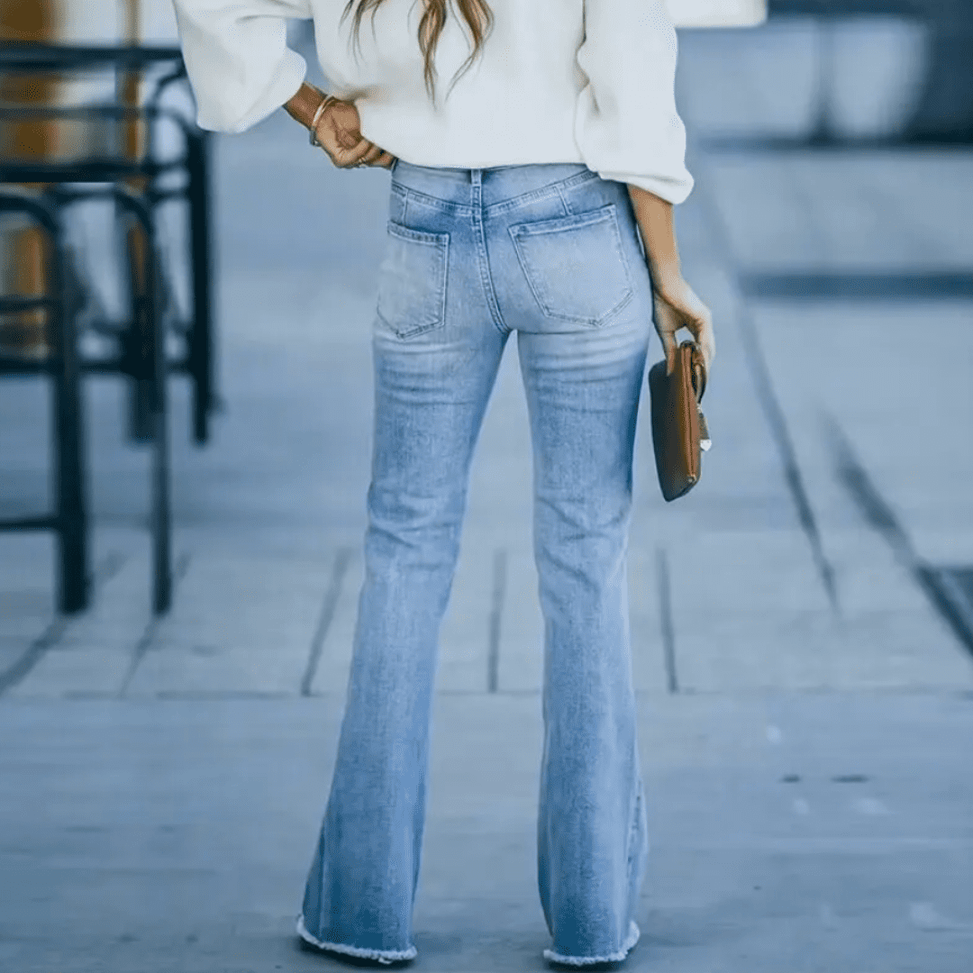 TINATII | Boho Stretch Jeans mit Vintage-Waschung