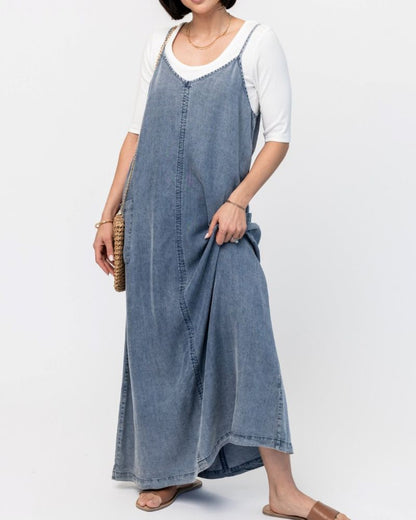 TINATII | Denim Overall Kleid - Lässiger Chic für Jeden Tag