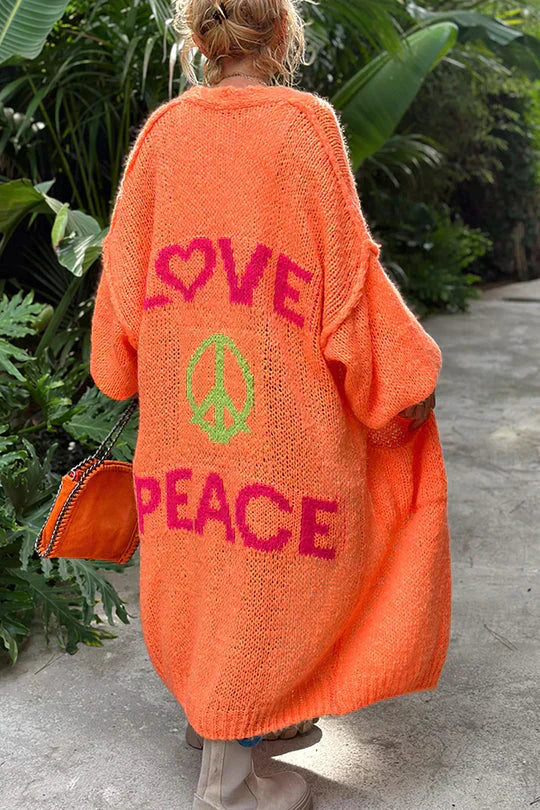 TINATII | Modische Strickjacke mit Peace-Symbol