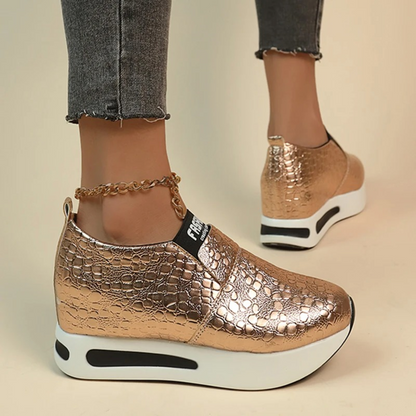 TINATII | Damen-Sneaker mit Schlangenmuster in Silber und Gold