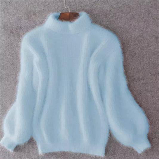 TINATII | Vintage Angora Pullover - Locker Gestrickter Pullover in Fester Farbe