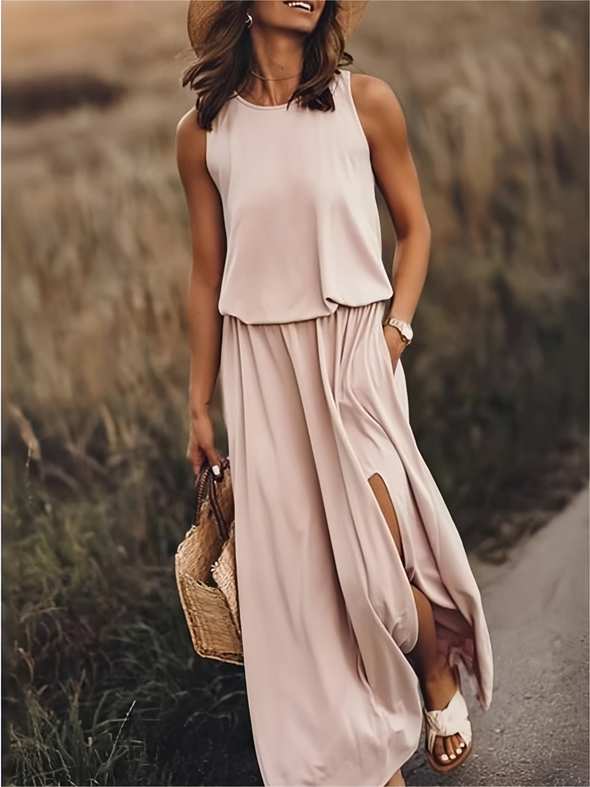 TINATII | Maxi Kleid - Einfaches Modal Boho Kleid in verschiedenen Farben