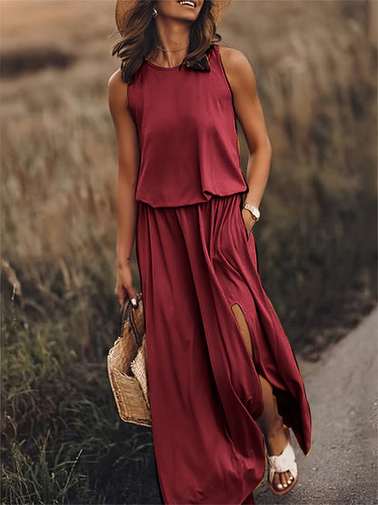 TINATII | Maxi Kleid - Einfaches Modal Boho Kleid in verschiedenen Farben