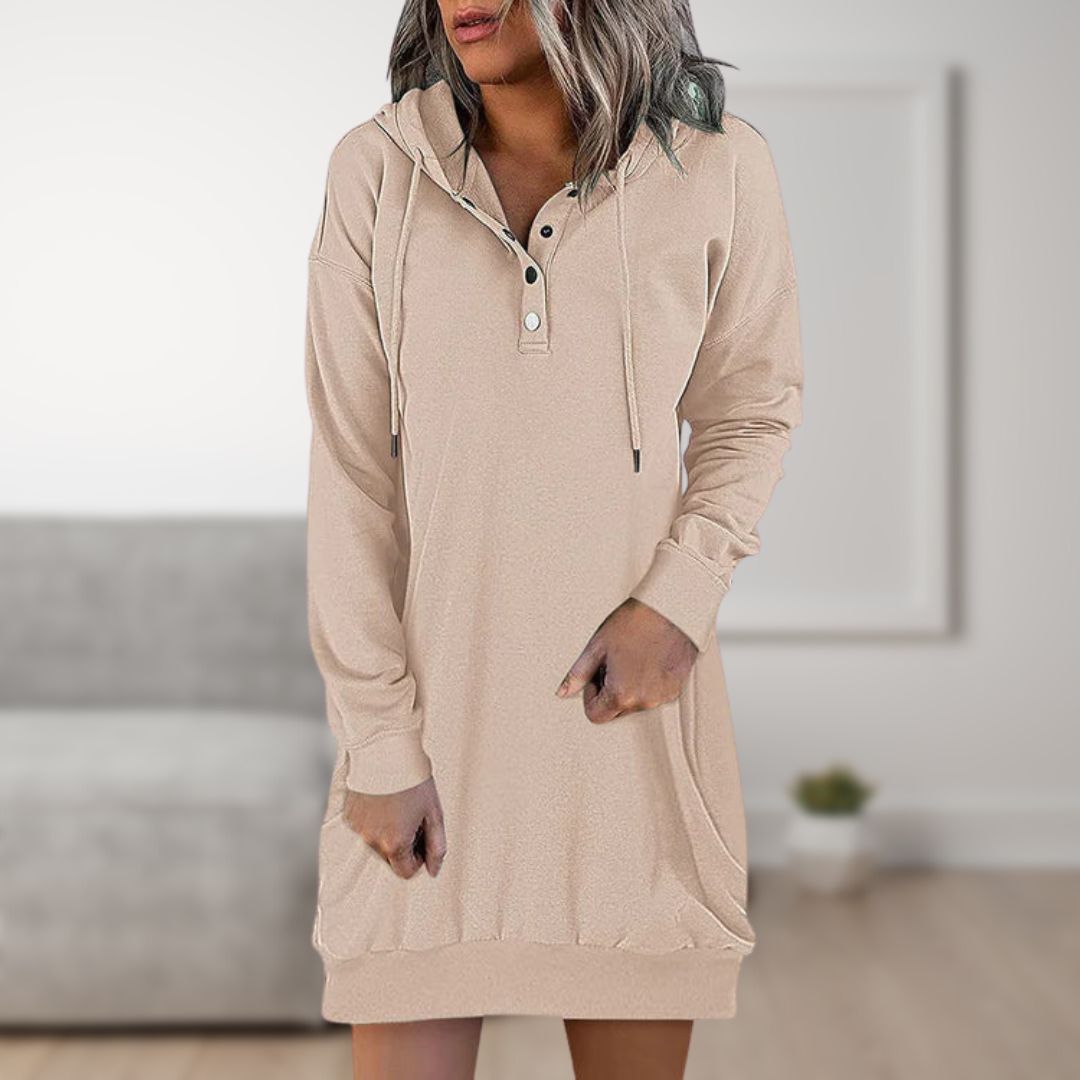 TINATII | Trendy Kapuzenkleid - Damen Kapuzenpullover für jeden Tag