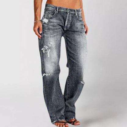 TINATII | Denim-Jeans mit Weitem Bein: Stilvolle Schlaghose mit Tiefer Taille