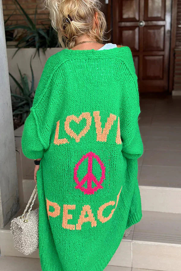 TINATII | Modische Strickjacke mit Peace-Symbol