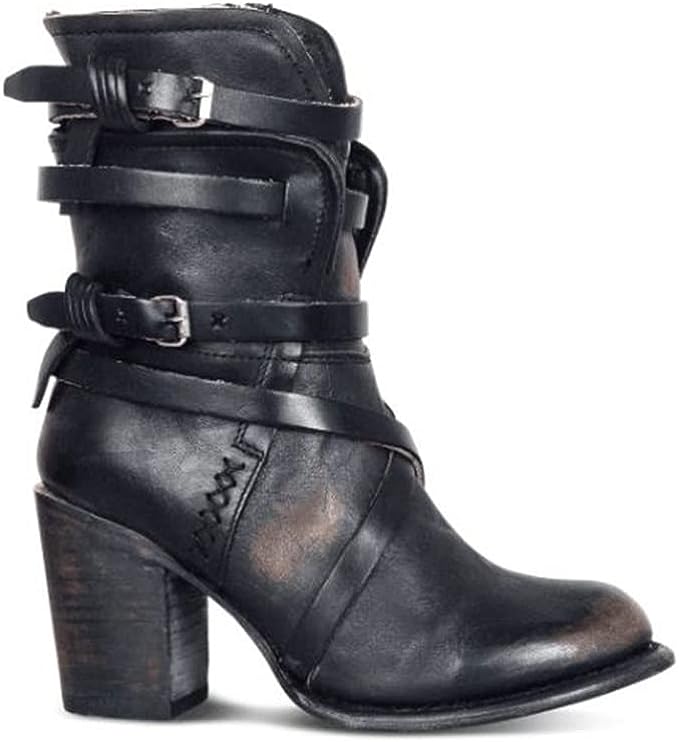 TINATII | Stylische Lederstiefel im Retro-Look für Damen