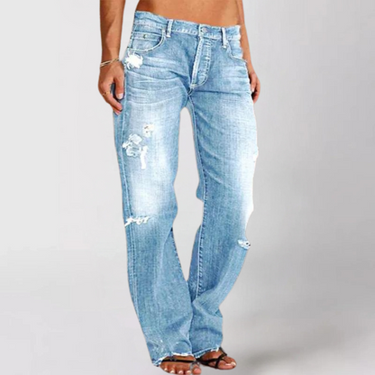 TINATII | Denim-Jeans mit Weitem Bein: Stilvolle Schlaghose mit Tiefer Taille