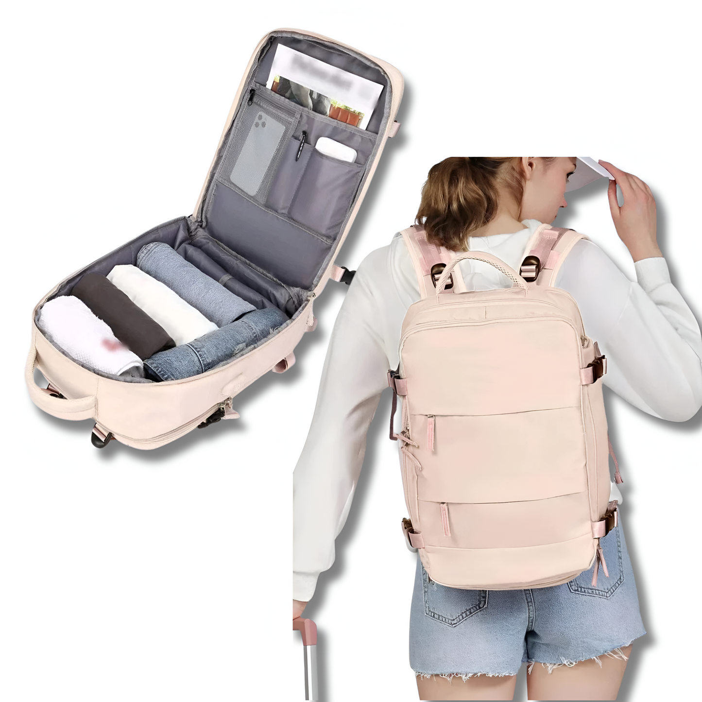 TINATII | Reiserucksack mit viel Stauraum und USB-Ladeanschluss