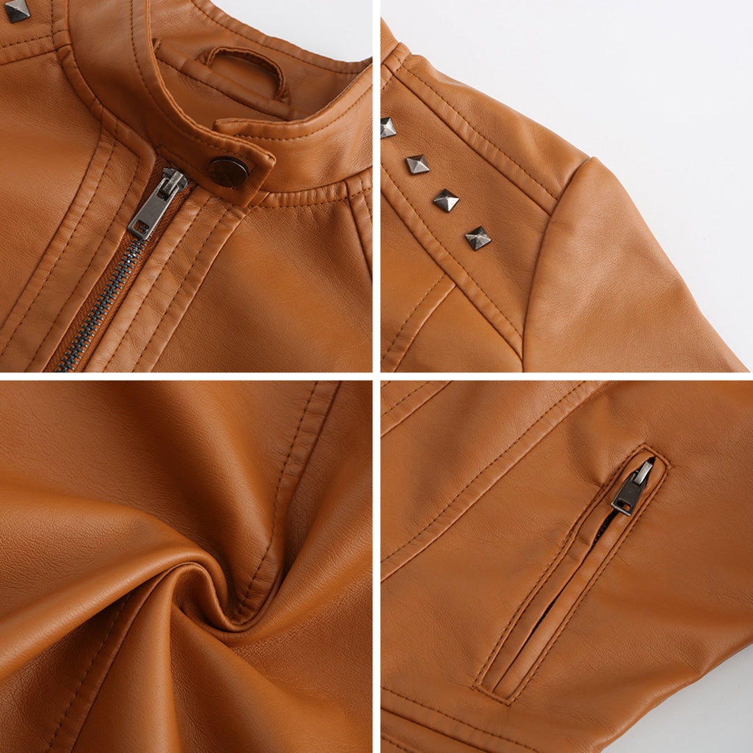 TINATII | Elegante Damen Lederjacke mit Einzigartigen Details