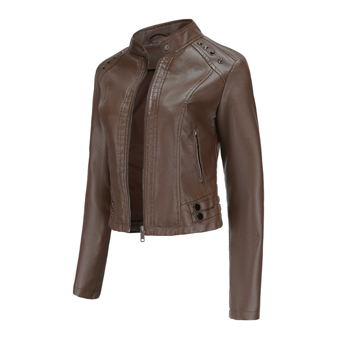 TINATII | Elegante Damen Lederjacke mit Einzigartigen Details