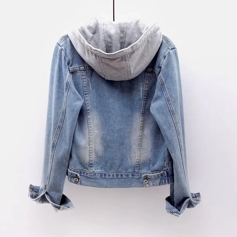 TINATII | Lässige Jeansjacke mit Kapuzenfutter