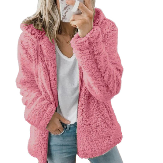 TINATII | Eleganter Damen Bären Teddy Pelzmantel: Weicher Fleece Mantel mit Taschen und Reißverschluss