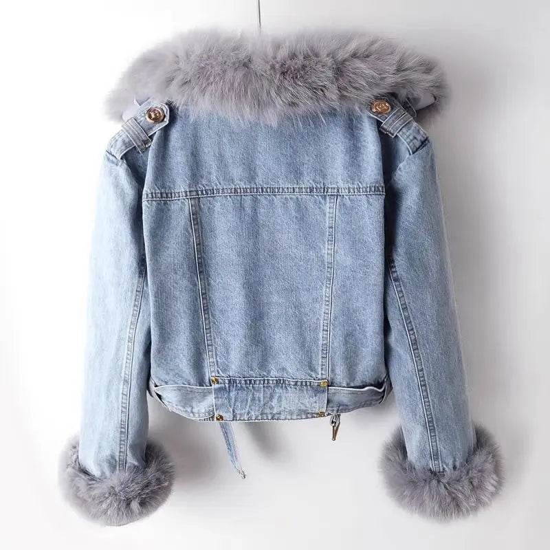 TINATII | Schicke Denim Jacke mit Pelzfutter