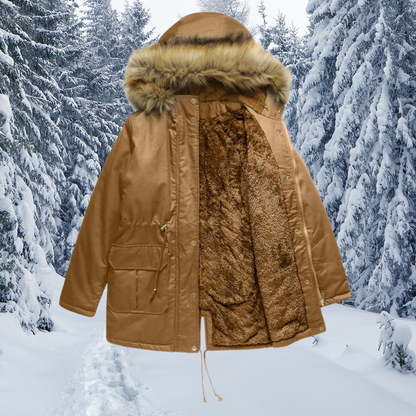 TINATII | Warme Winterjacke mit Kapuze und Gepolstertem Fellkragen