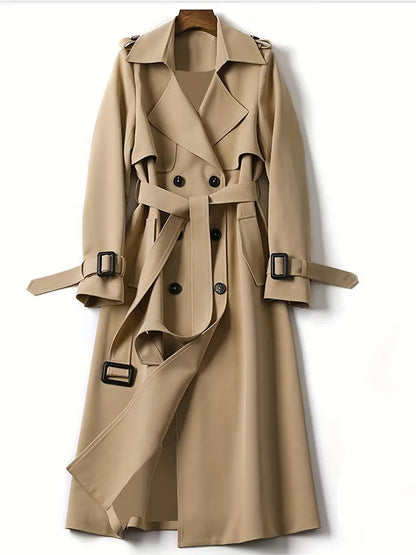 TINATII | Langer Damen Trenchcoat – Solider Stil für jeden Anlass