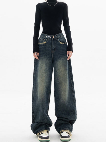 TINATII | Trendy Baggy Wide Leg Damen Jeans - High Waist Streetwear