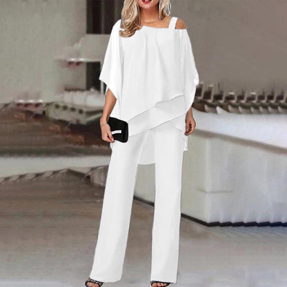 TINATII | Eleganter Jumpsuit Zweiteiler mit Cold Shoulder