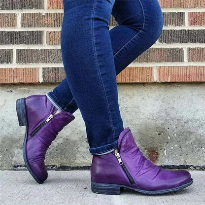 TINATII | Damen Reißverschluss Stiefeletten - Lässiger Stil für Herbst & Winter