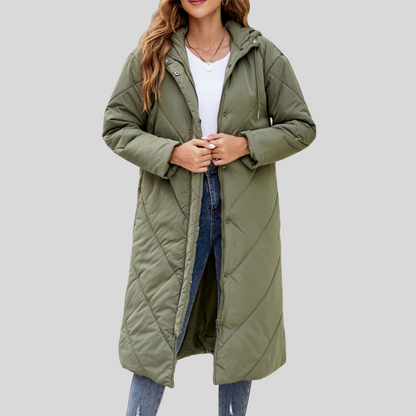 TINATII | Lange Damen Winterjacke mit Kapuze