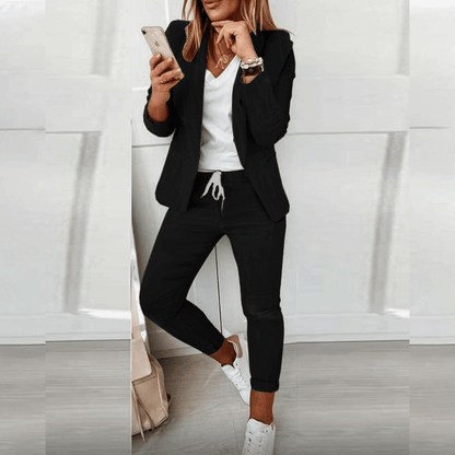 TINATII | Elegantes Damen Blazer Set mit Jogger Hose