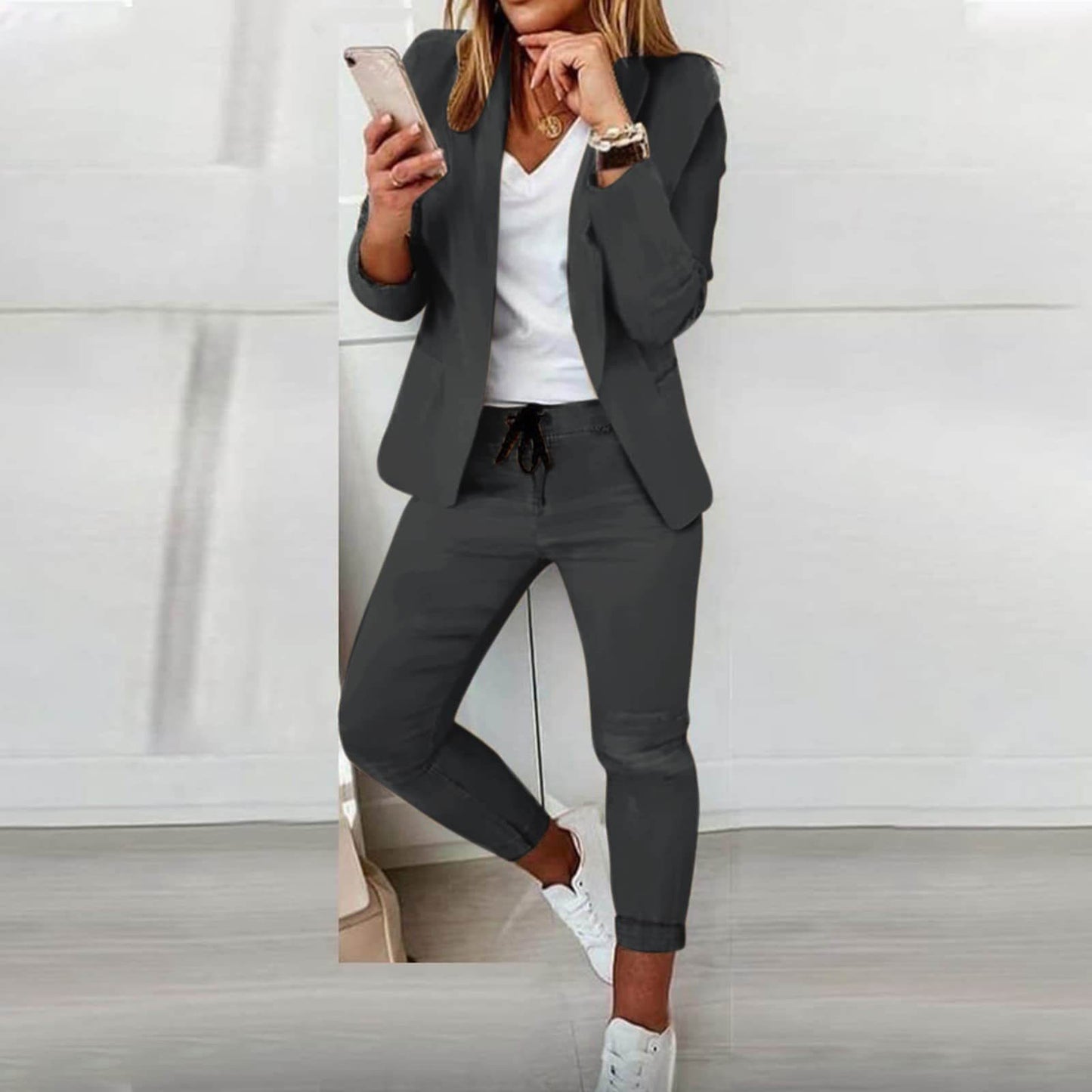 TINATII | Elegantes Damen Blazer Set mit Jogger Hose