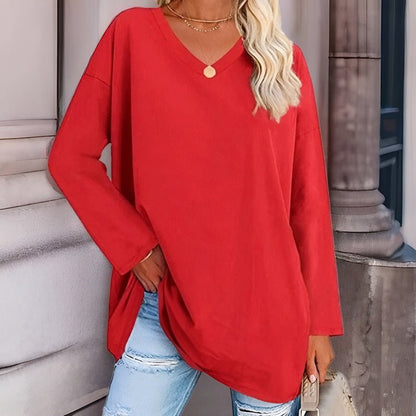 TINATII | Trendiges Damen Langarmshirt mit V-Ausschnitt