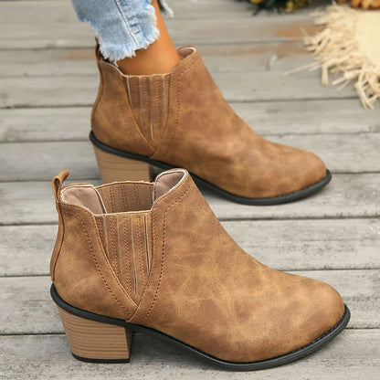 TINATII | Vintage Stiefeletten mit Klobigem Absatz