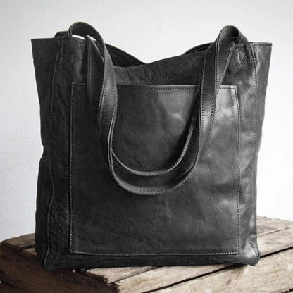 TINATII | Damen Leder Schultertasche - Stilvolle Ledertasche in Schwarz