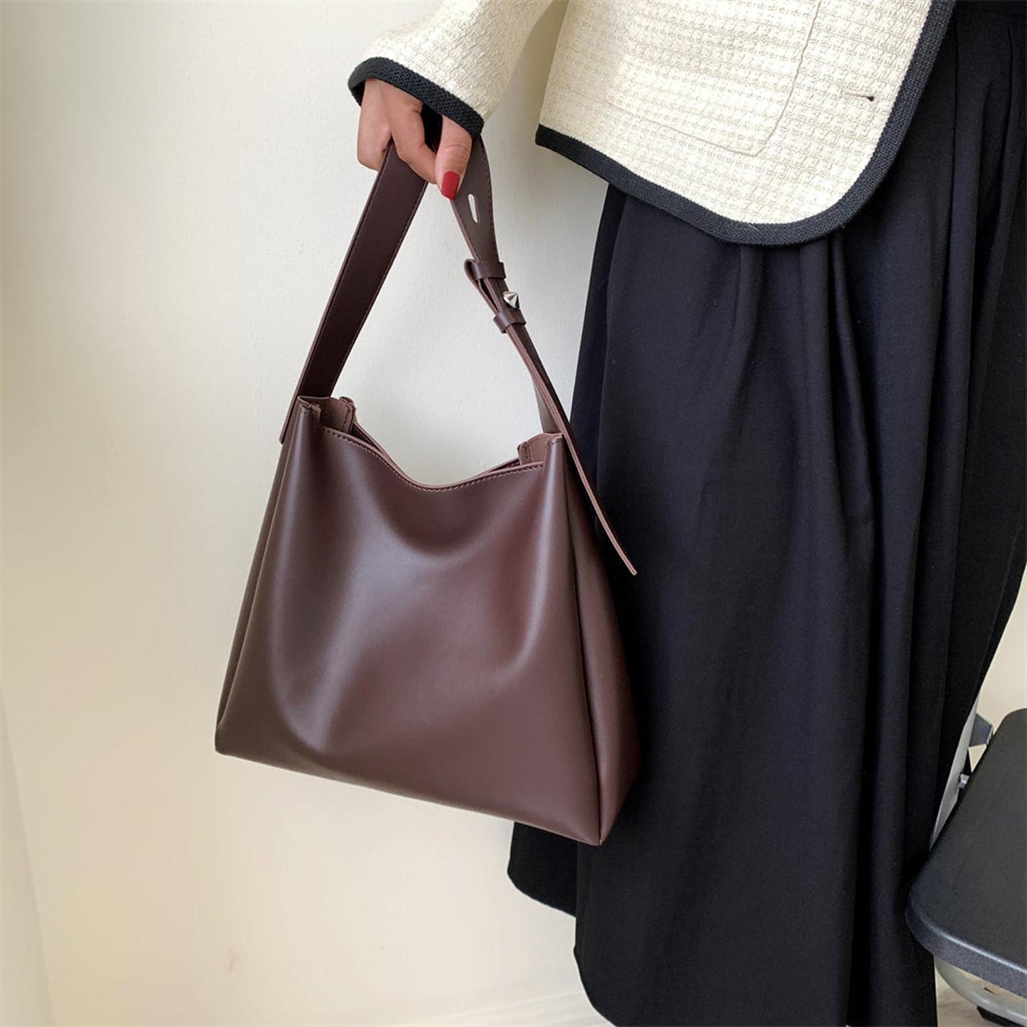 TINATII | Damen Shopper Große Schultertasche Weiches PU-Leder Breiter Riemen