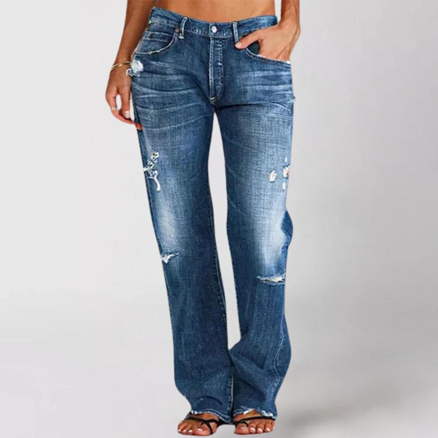 TINATII | Denim-Jeans mit Weitem Bein: Stilvolle Schlaghose mit Tiefer Taille