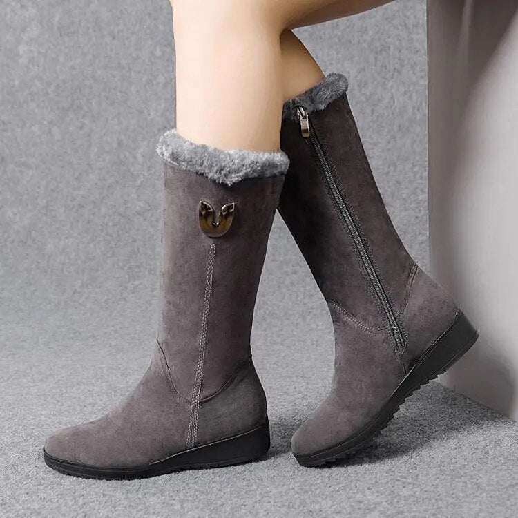 TINATII | Warme Damen Knöchel Winterstiefel mit Wolle