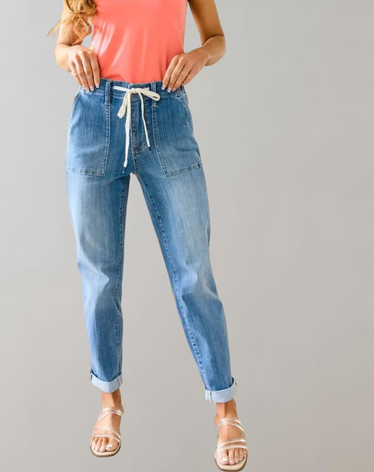 TINATII | Elastische Denim Jogger-Jeans für Damen