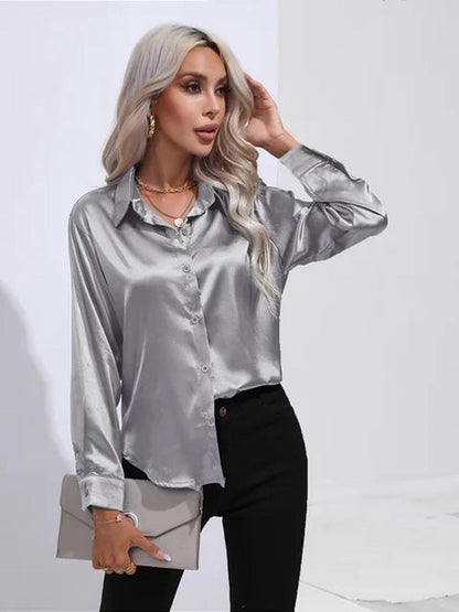 TINATII | Elegante Satinbluse - Zeitloses Design für jeden Anlass