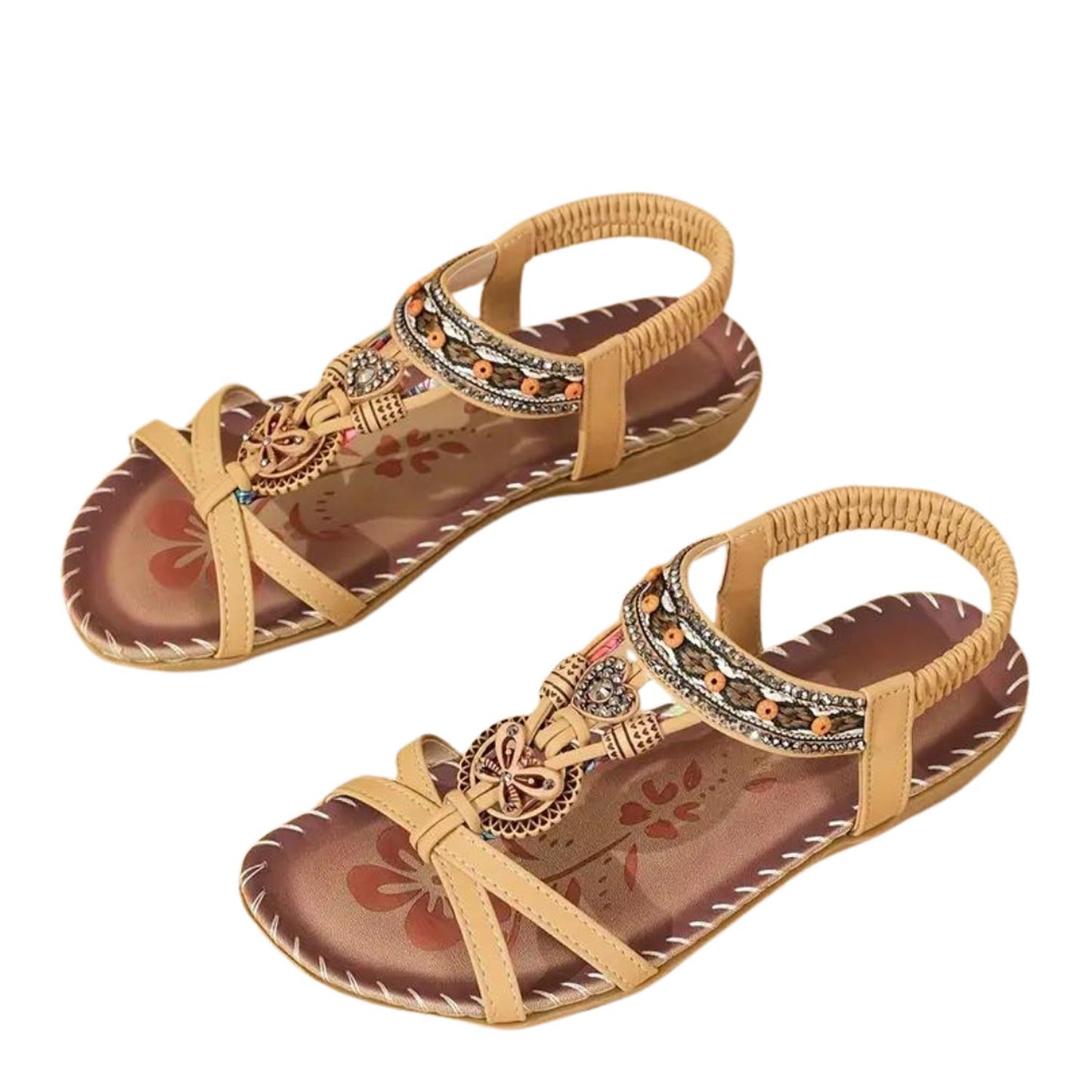 TINATII | Flache Boho Sandalen mit Strass Schmetterling