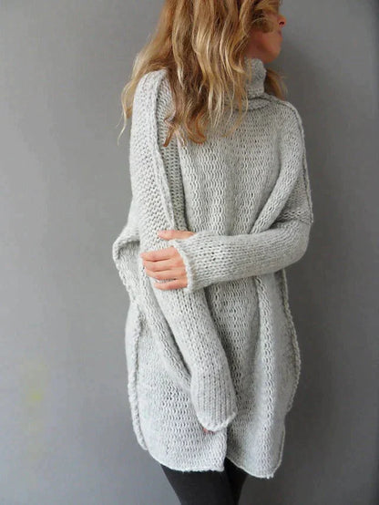 TINATII | Grauer Oversize Rollkragenpullover