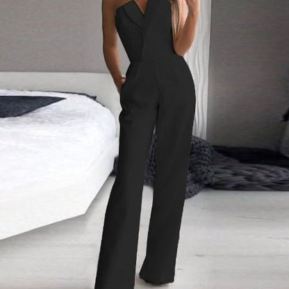 TINATII | Roter Ärmelloser Jumpsuit für Damen