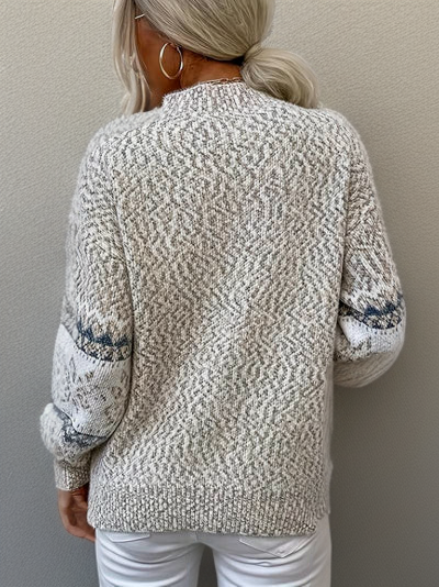 TINATII | Damen Wollpullover - Isländischer Winterpullover mit Schneeflockenmuster