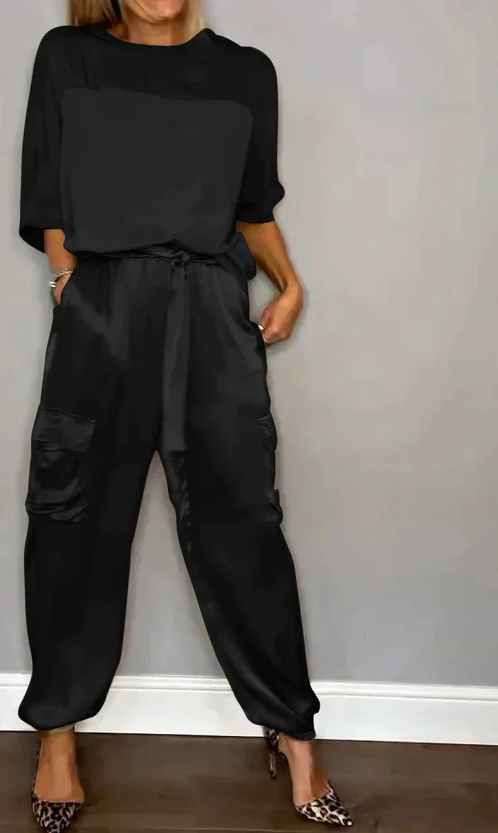 TINATII | Satin Overall Anzug für Damen