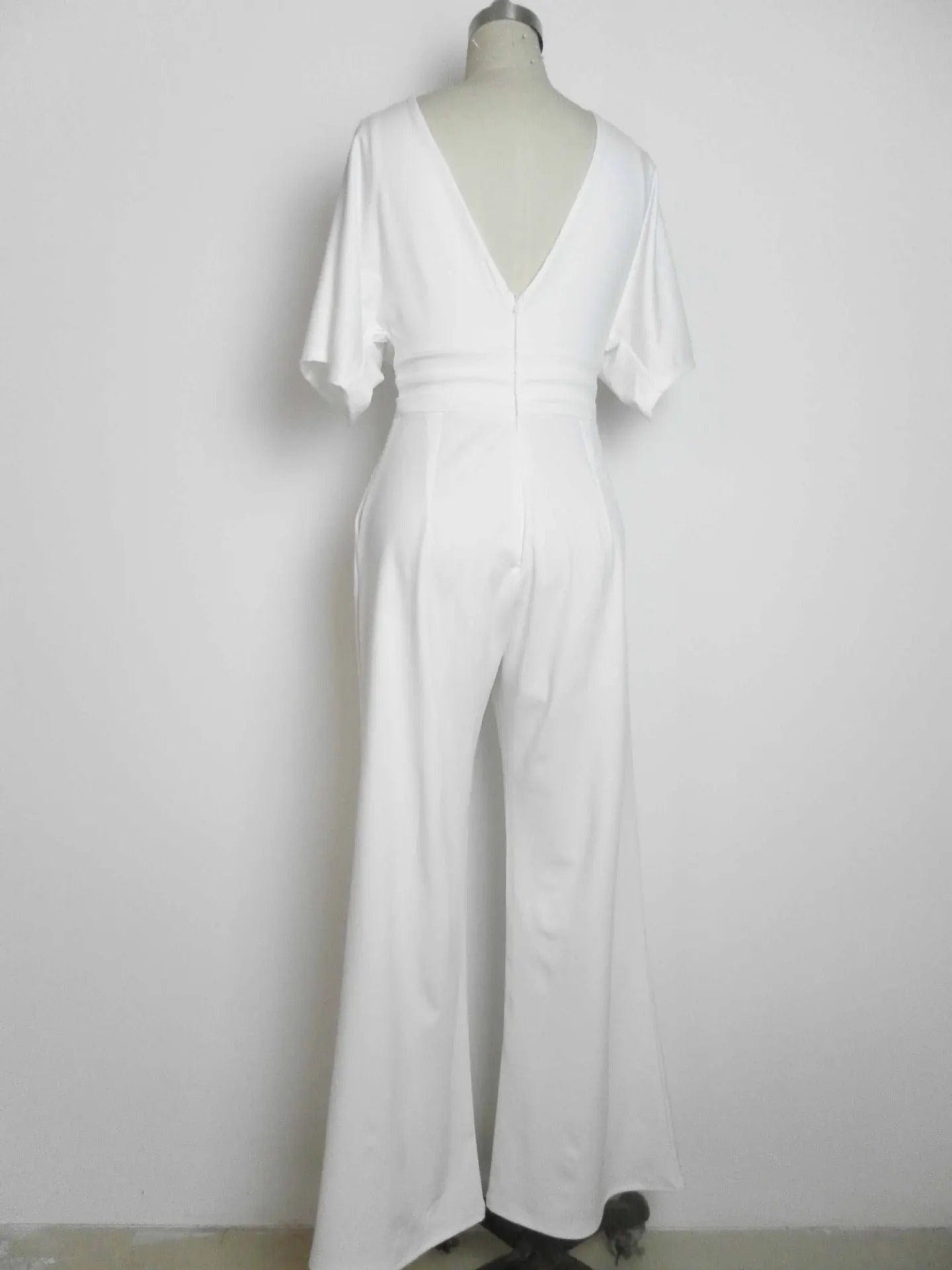 TINATII | Eleganter V-Ausschnitt Jumpsuit