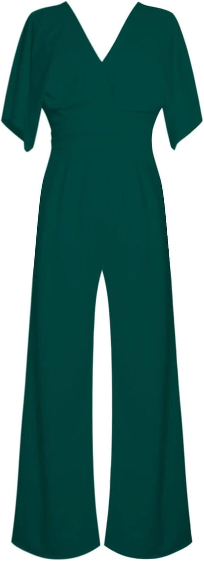 TINATII | Eleganter V-Ausschnitt Jumpsuit