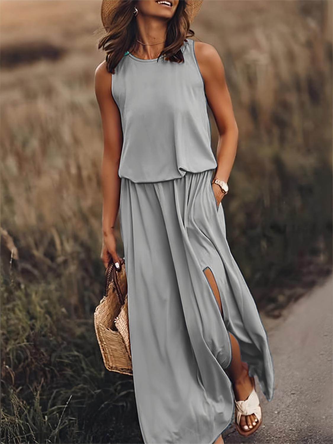 TINATII | Maxi Kleid - Einfaches Modal Boho Kleid in verschiedenen Farben