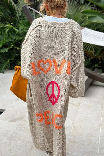 TINATII | Modische Strickjacke mit Peace-Symbol