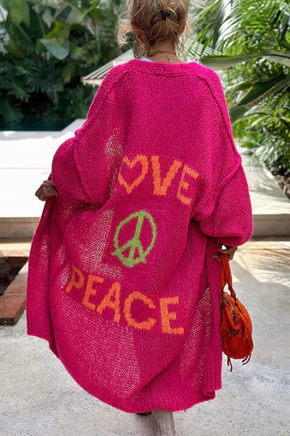 TINATII | Modische Strickjacke mit Peace-Symbol