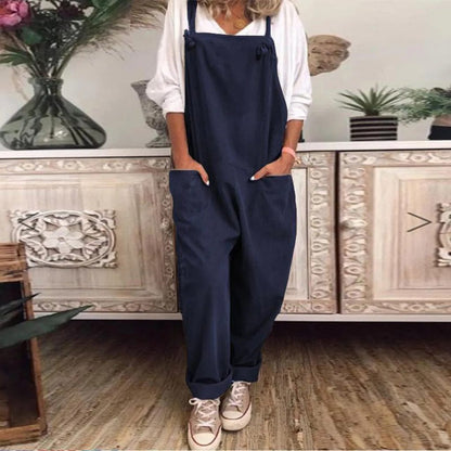 TINATII | Baumwoll Leinen Overall Jumpsuit