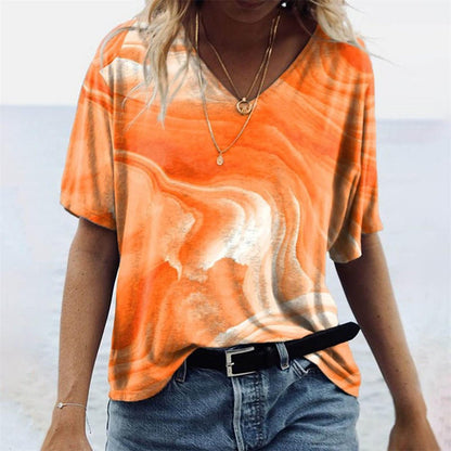 TINATII | Originelles Damen T-Shirt im Boho-Stil mit Marmormuster