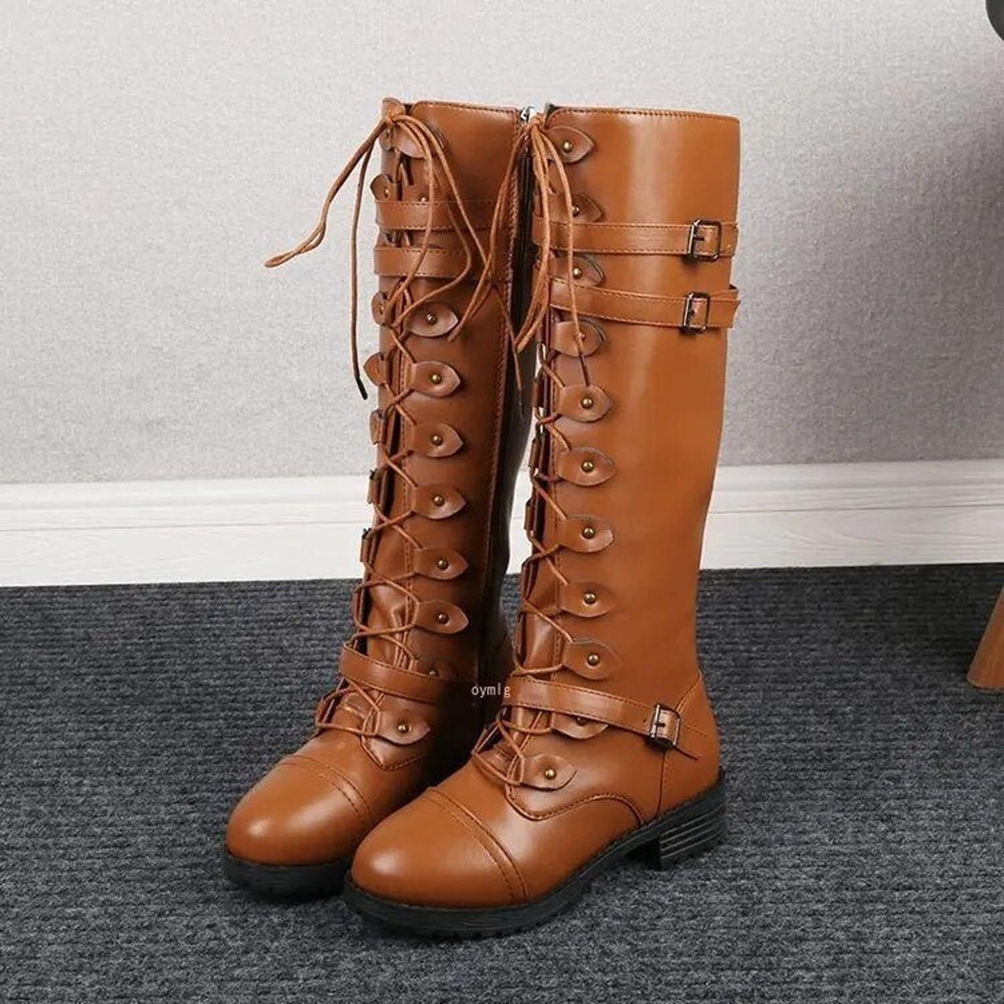 TINATII | Retro Schnürstiefel mit Schnalle im Steampunk-Stil