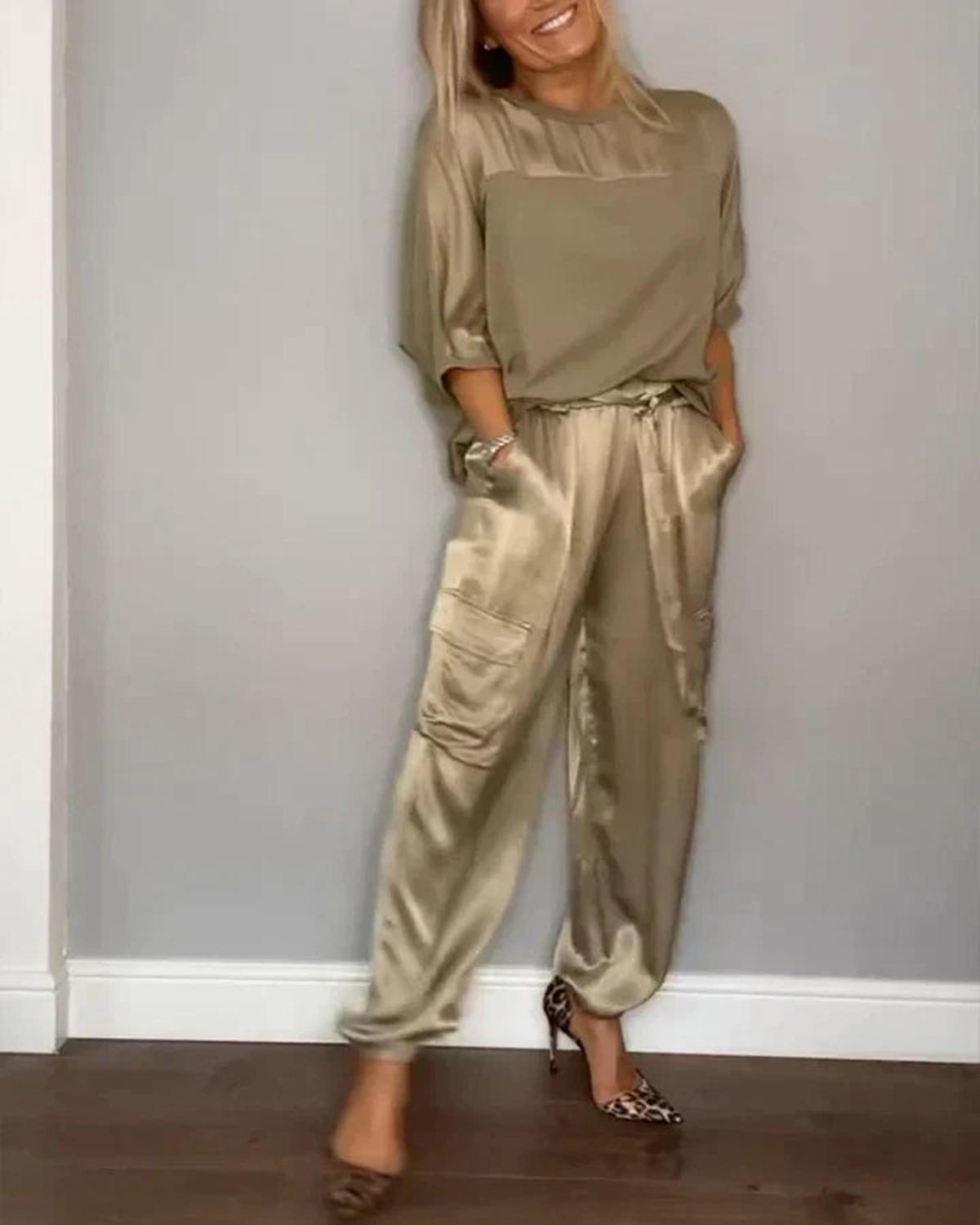 TINATII | Satin Overall Anzug für Damen